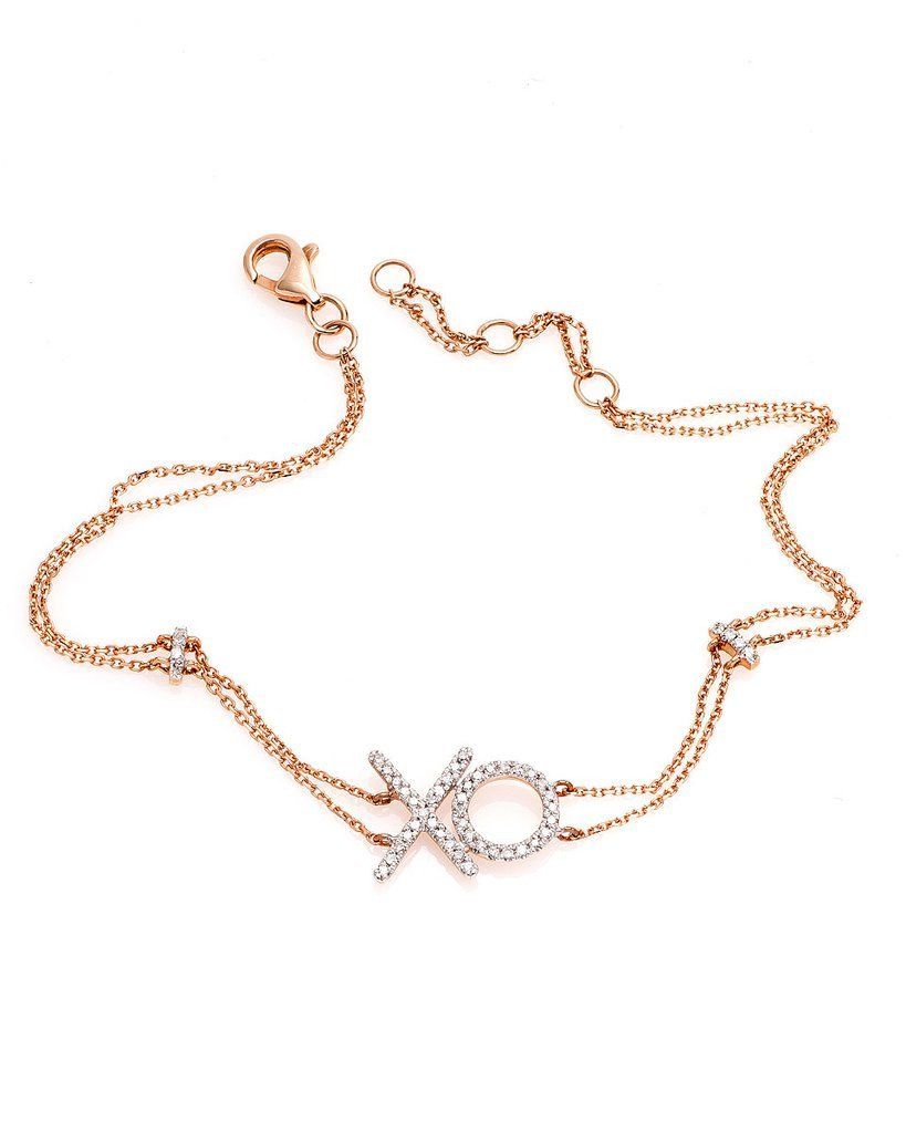 "XO" Diamond Bracelet in 14K Rose Gold