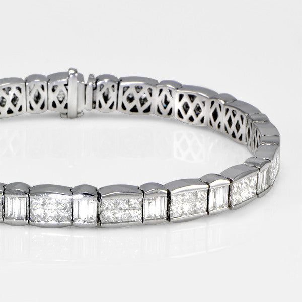 "BRAC01007" Diamond Tennis Bracelet With Princess & Baguette Diamonds