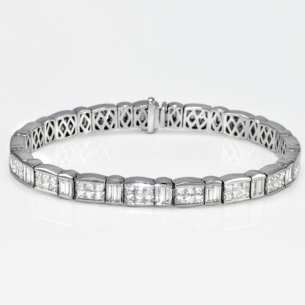 "BRAC01007" Diamond Tennis Bracelet With Princess & Baguette Diamonds
