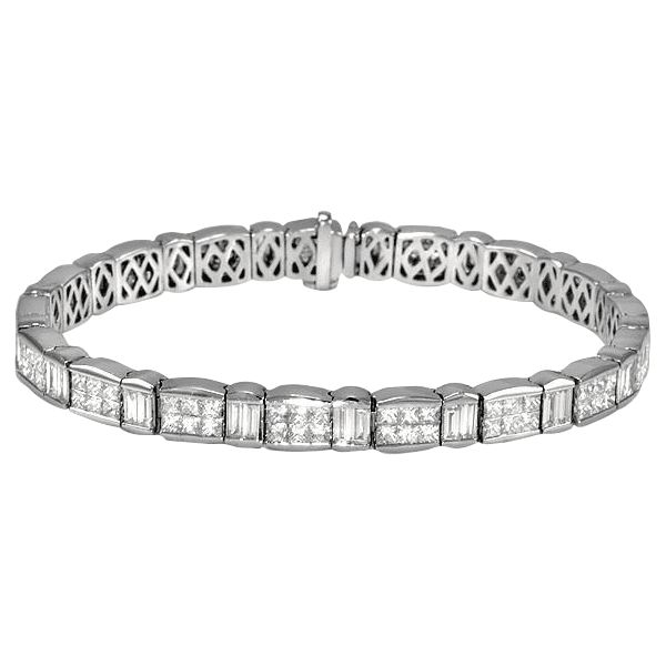 "BRAC01007" Diamond Tennis Bracelet With Princess & Baguette Diamonds