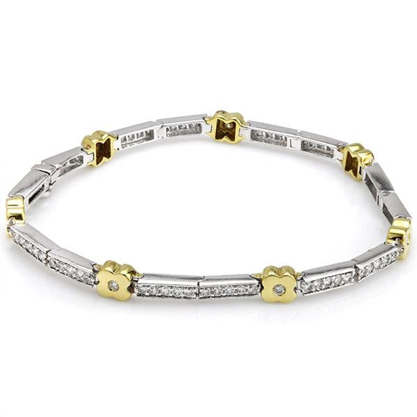 "BRAC01061" Diamond Flower Bracelet 18K White/Yellow Gold