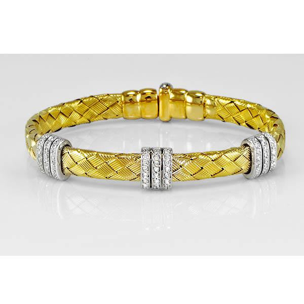 0.72 Carat Diamond Bangle in 14K Yellow and White Gold 0.72 ct. tw.