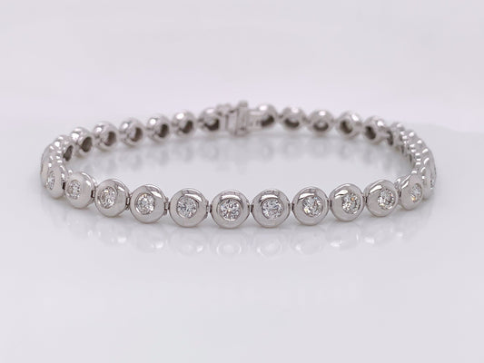 "BRAC01304" Diamonds Bezel Setting Bracelet with 18KT White Gold
