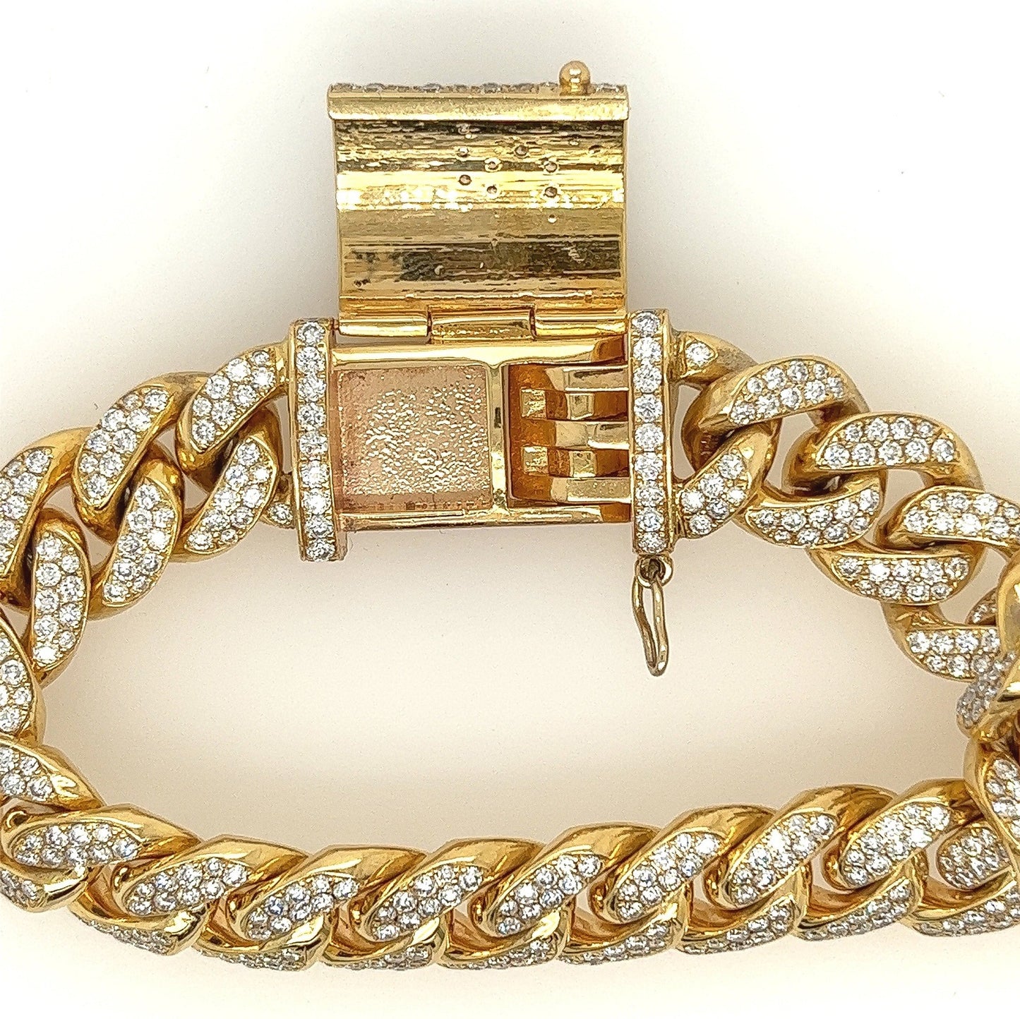 11.5 Carat 14K Yellow Gold Iced Out Cuban Link Diamond Bracelet Unisex, 112g 8"