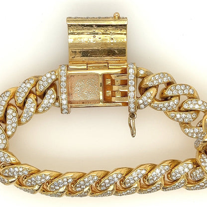 11.5 Carat 14K Yellow Gold Iced Out Cuban Link Diamond Bracelet Unisex, 112g 8"