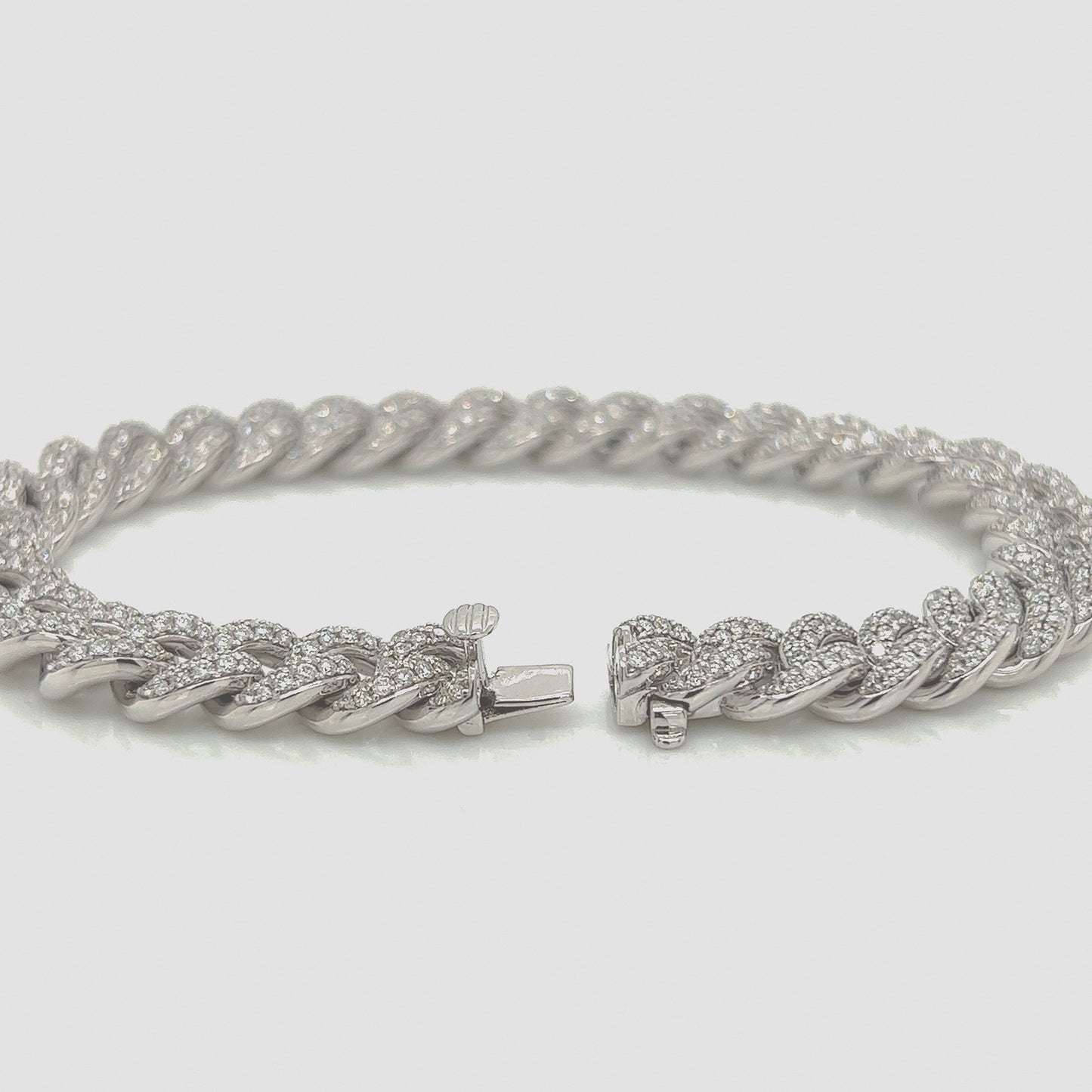 4.07 Carat 14K White Gold Iced Out Cuban Link Diamond Bracelet, 22.8g