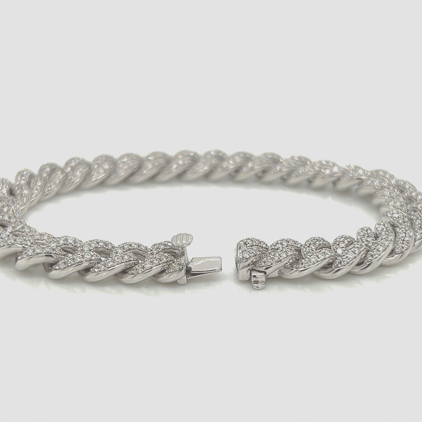 4.07 Carat 14K White Gold Iced Out Cuban Link Diamond Bracelet, 22.8g