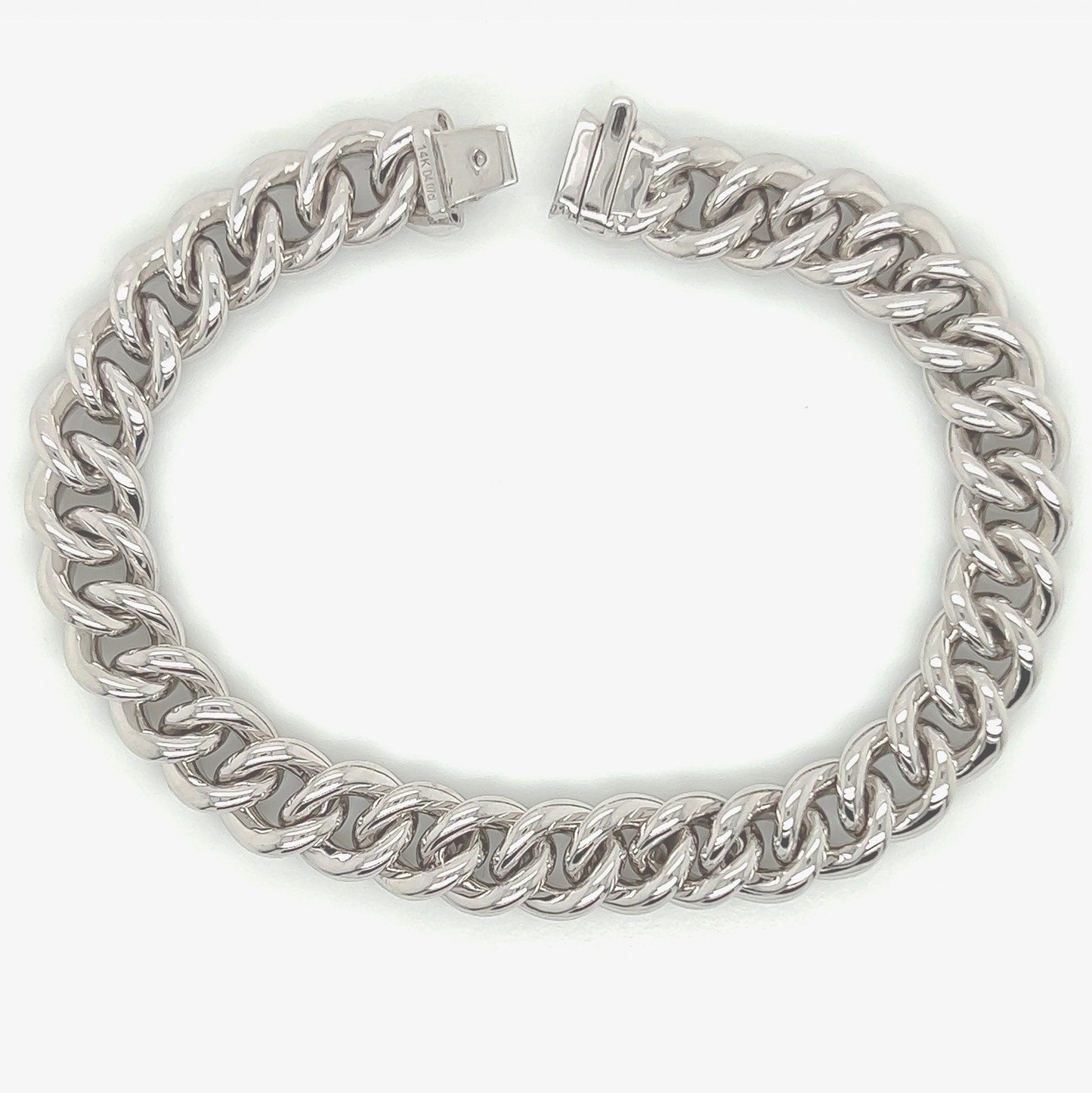 4.07 Carat 14K White Gold Iced Out Cuban Link Diamond Bracelet, 22.8g