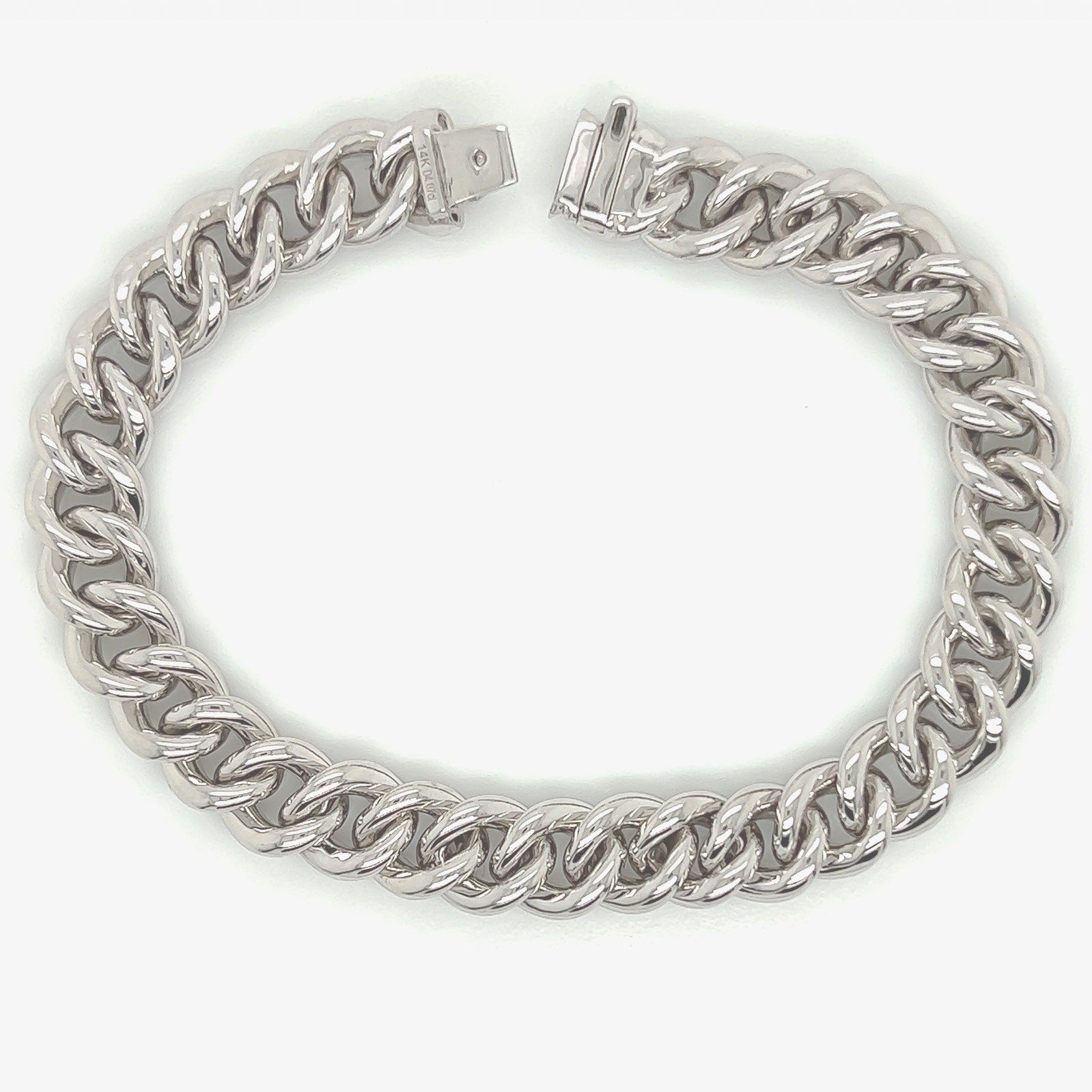 4.07 Carat 14K White Gold Iced Out Cuban Link Diamond Bracelet, 22.8g