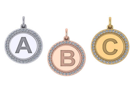 Initial Circle Diamond Round Pendant