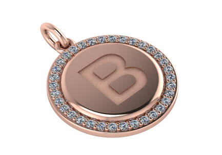 Initial Circle Diamond Round Pendant
