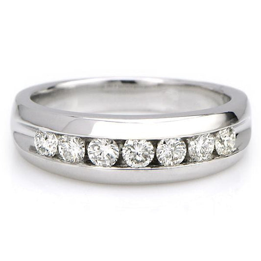 "DBAND01086" 7 Stone Diamond Wedding Band In Platinum