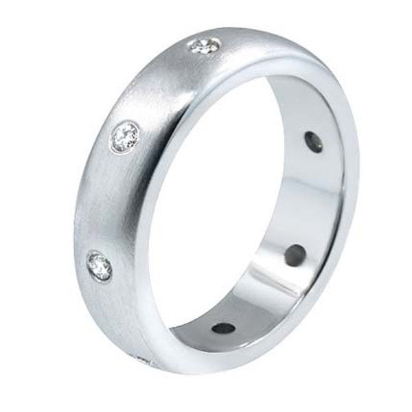 "DBAND01305" Satin Finish Diamond Wedding Band