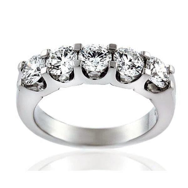 "DBAND01311" Five Stone Round Diamond Anniversary Band in 14K White Gold 1.64 ct. tw.