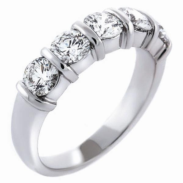 "DBAND01312" Five Stone Bar Set Anniversary Band in 14K White Gold 1.46 ct. tw.