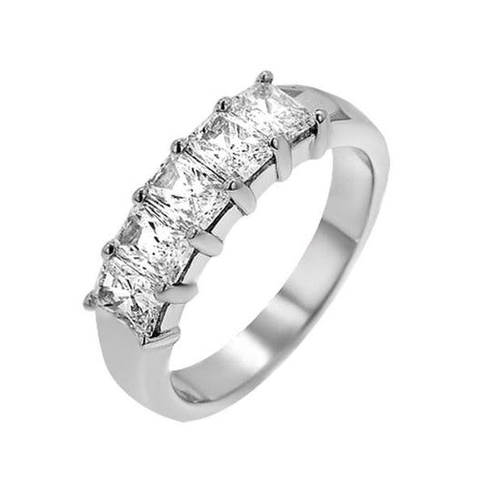 "DBAND01374" Five Stone Radiant Cut Anniversary Band in Platinum