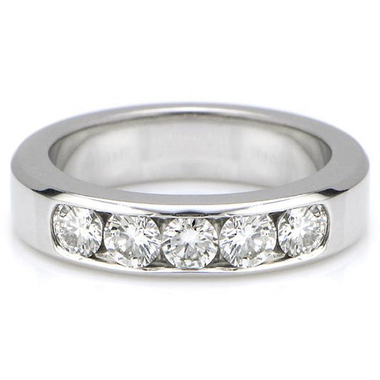"DBAND01422" 5 Stone Diamond Wedding Band In Platinum