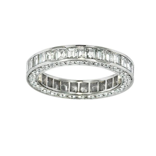 "DBAND01425" Bezel Set Baguette & Round Cut Diamond Eternity Band 2.77cts