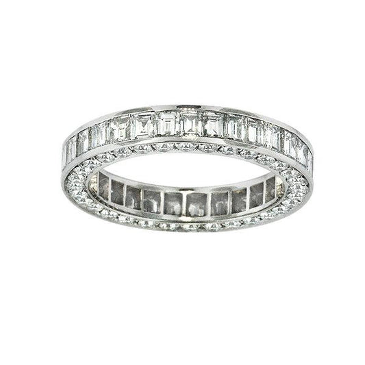 "DBAND01425" Bezel Set Baguette & Round Cut Diamond Eternity Band 2.77cts