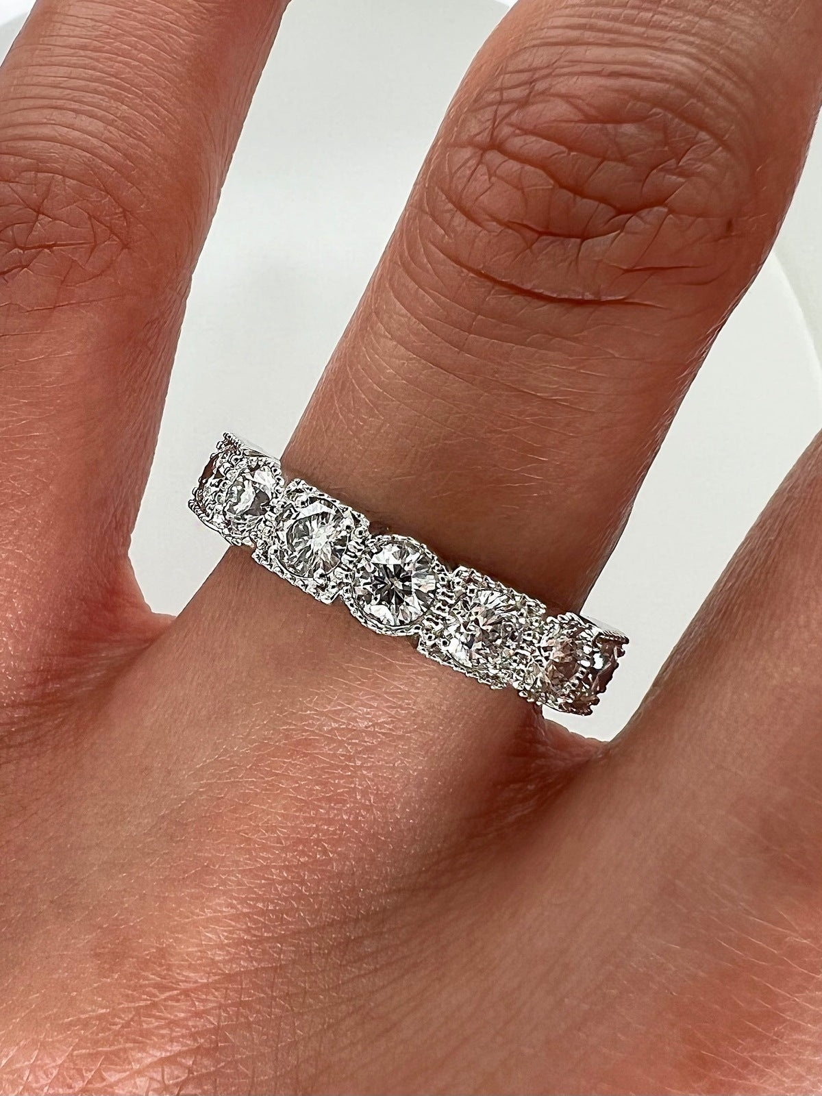 1.10 Carat Bezel Set Ladies Diamond Eternity Band With Milgrain