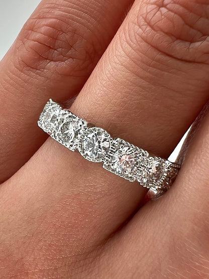 1.10 Carat Bezel Set Ladies Diamond Eternity Band With Milgrain