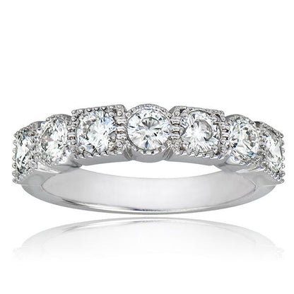 1.10 Carat Bezel Set Ladies Diamond Eternity Band With Milgrain