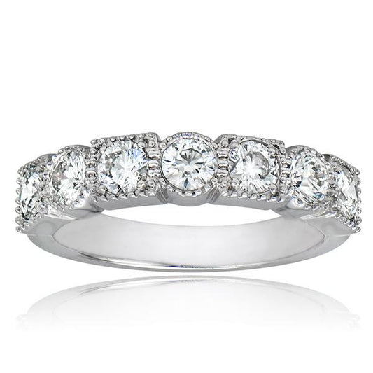 1.10 Carat Bezel Set Ladies Diamond Eternity Band With Milgrain
