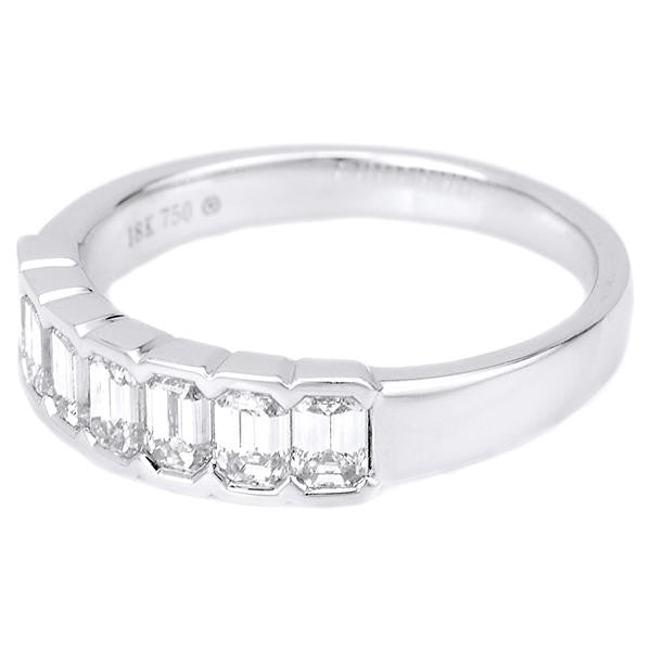 "DBAND01522" Emerald Cut Bezel Set Diamond Anniversary Ring
