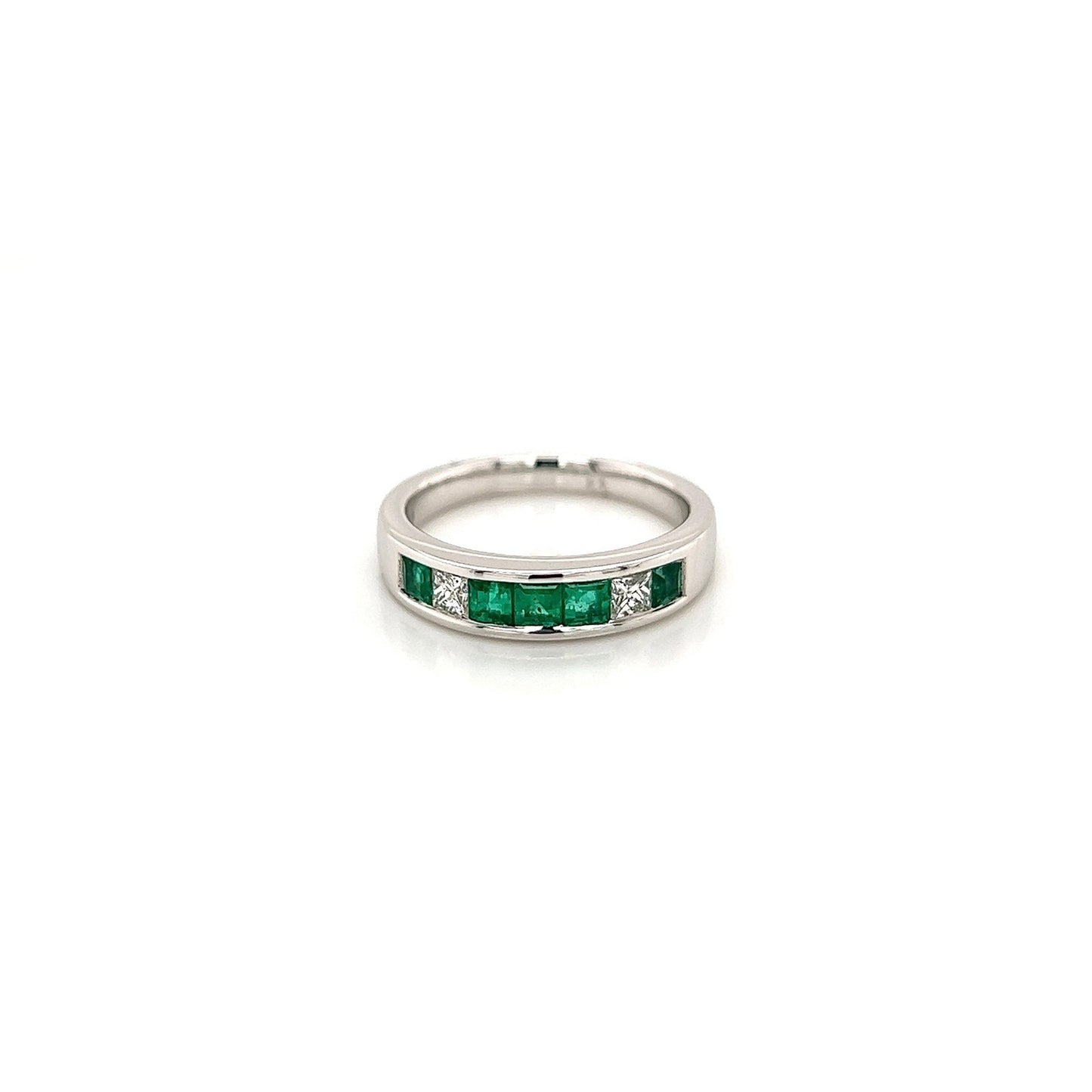 0.55Carat Diamond and Emerald Ladies Wedding Band