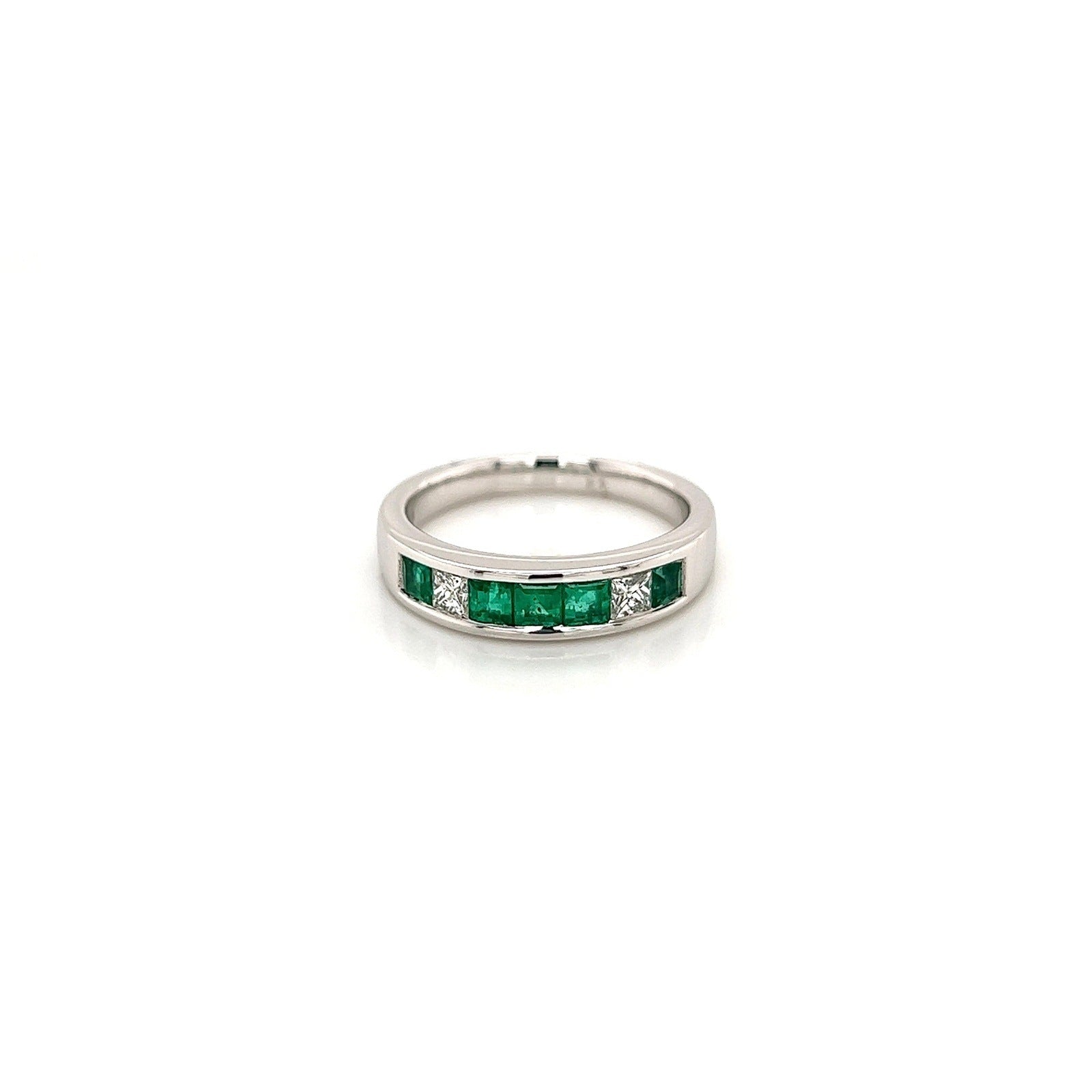 0.55Carat Diamond and Emerald Ladies Wedding Band