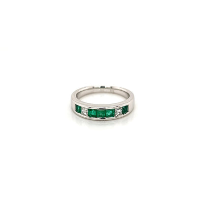 0.55Carat Diamond and Emerald Ladies Wedding Band