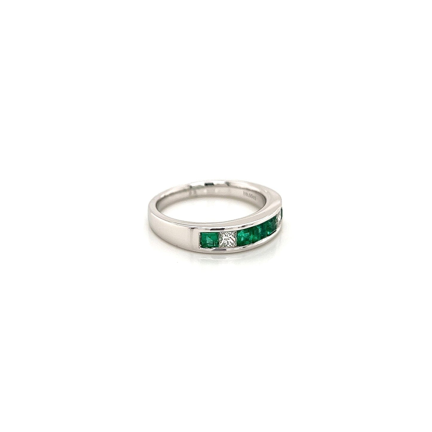 0.55Carat Diamond and Emerald Ladies Wedding Band