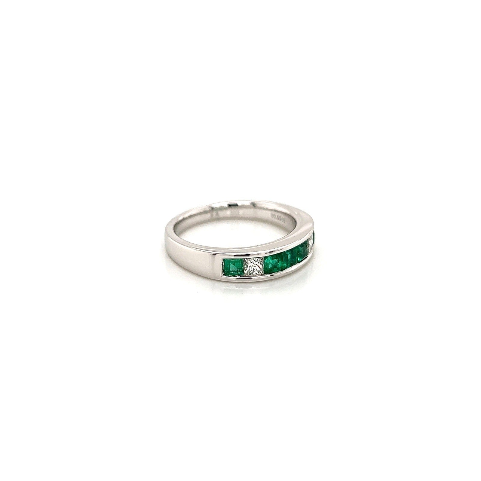 0.55Carat Diamond and Emerald Ladies Wedding Band