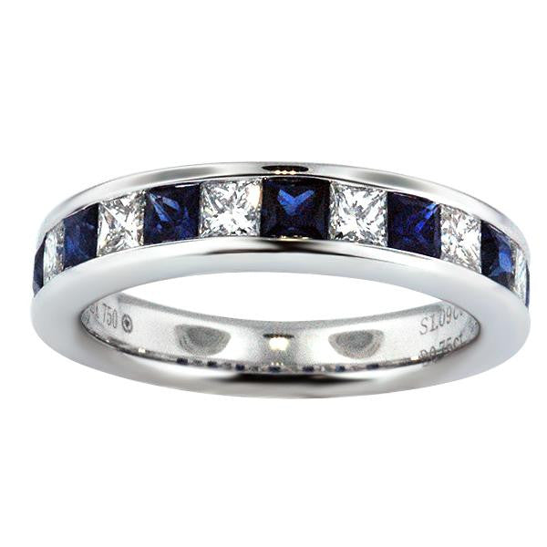 "DBAND01526" Diamond And Sapphire Princess Cut Band DBAND01526