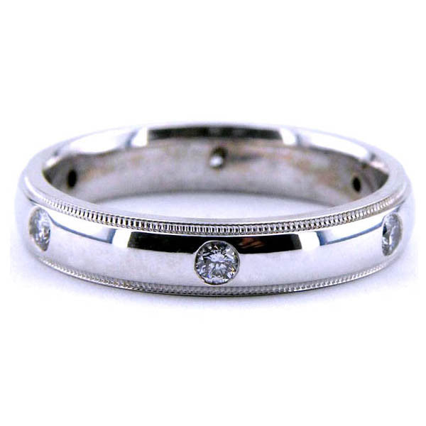 "DBAND01537" 0.36cts Six Stone Burnish Set Diamond High Polished Wedding Ring