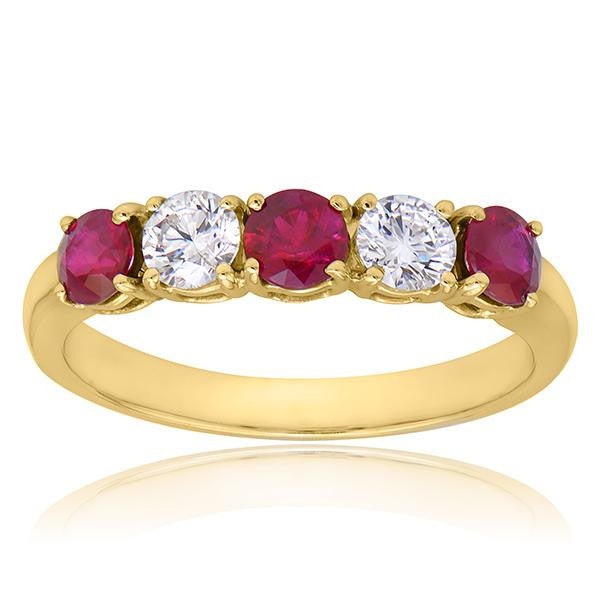 "DBAND01583Y" Ruby And Diamond Band In 18k Yellow Gold