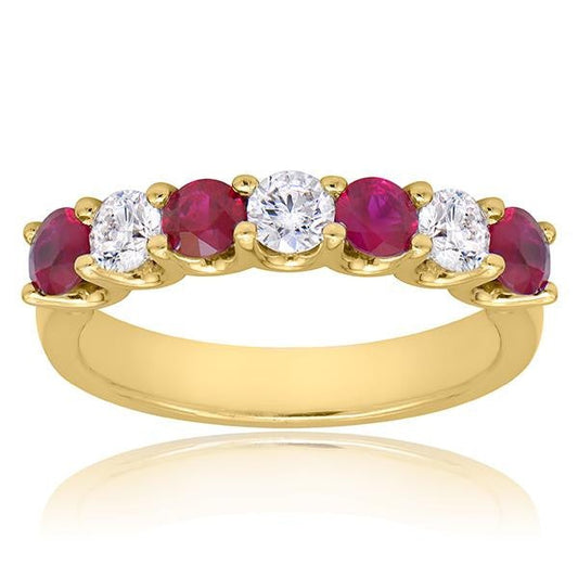 "DBAND01585Y" Ruby And Diamond Band In 18k Yellow Gold