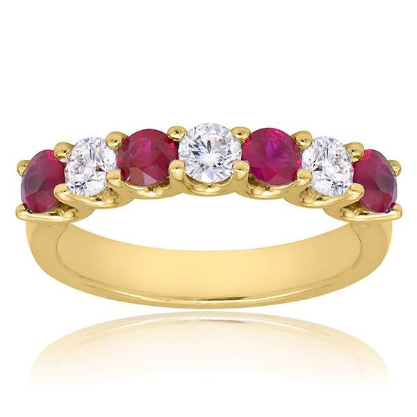"DBAND01585Y" Ruby And Diamond Band In 18k Yellow Gold