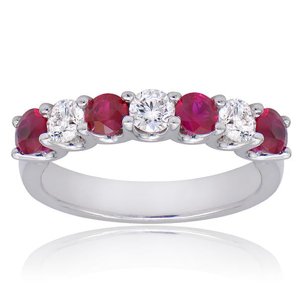 "DBAND01585" Ruby And Diamond Band In 18k White Gold