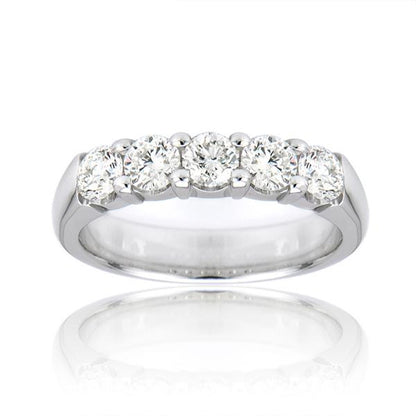"DBAND01603" 5 Stone Anniversary Band In 14k White Gold DBAND01603