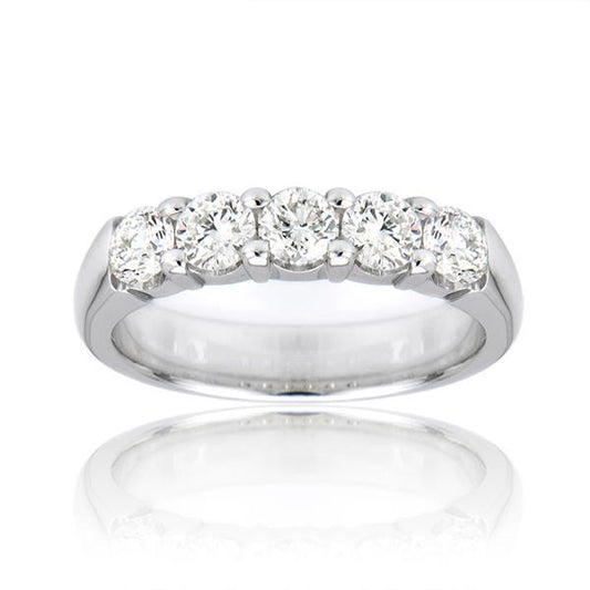 "DBAND01603" 5 Stone Anniversary Band In 14k White Gold DBAND01603