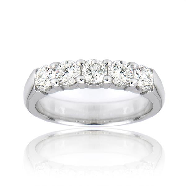 "DBAND01603" 5 Stone Anniversary Band In 14k White Gold DBAND01603