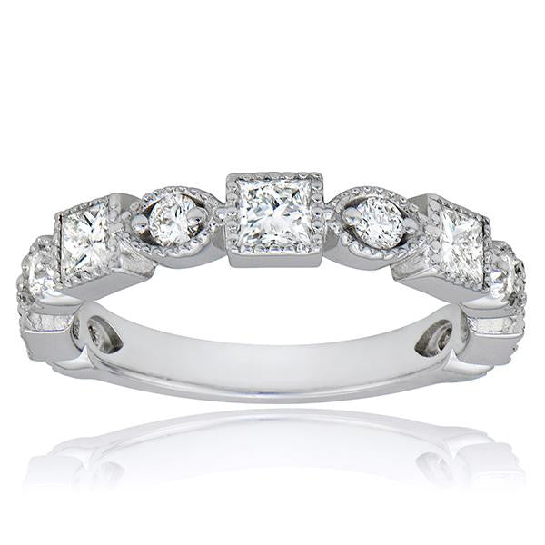 "DBAND01640" Alternating Diamond Wedding Band Bezel Set With Milgraine