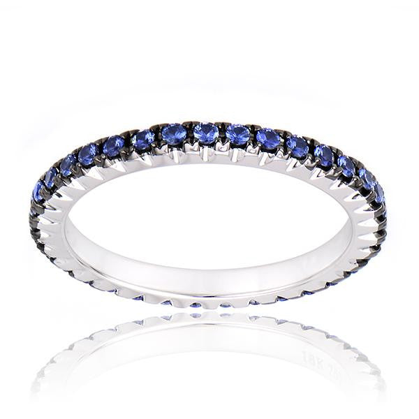 "DBAND01649" Blue Sapphire Eternity Band In 18k White Gold