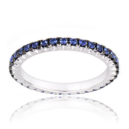 "DBAND01650" Blue Sapphire Eternity Band In 18k White Gold