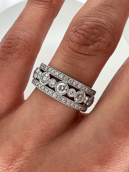 2.49 Total Carat Ladies Prong & Bezel-Set Diamond Band with Antique Milgrain