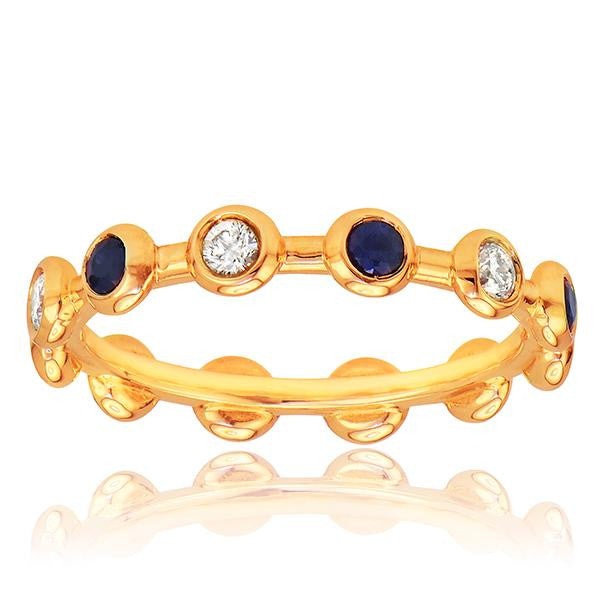 "DBAND01655" Diamond And Sapphire Stackable Band In 18k Rose Gold