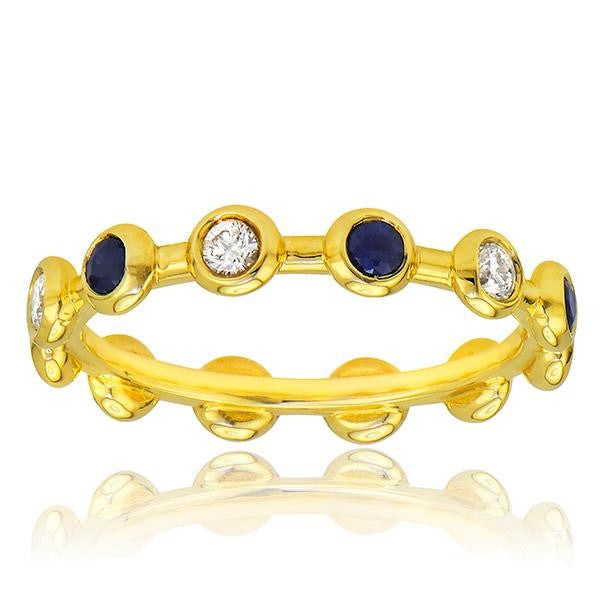 "DBAND01656" Diamond And Sapphire Stackable Band In 18k Yellow Gold