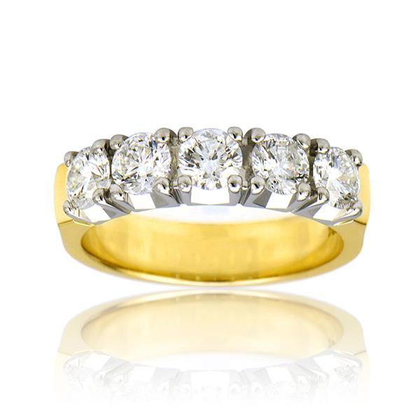 "DBAND01660" 5 STone Anniversary Band In 18k White/Yellow Gold
