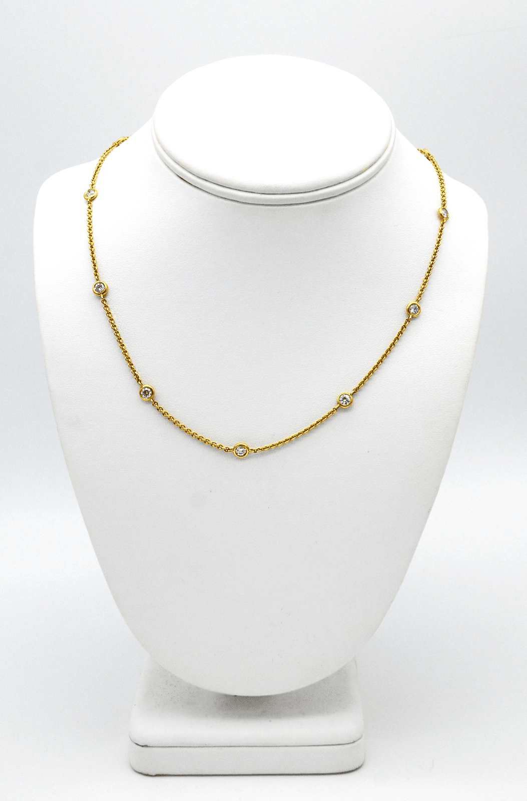 NECK01089 24" Bezel Set Diamond Chain Yellow gold